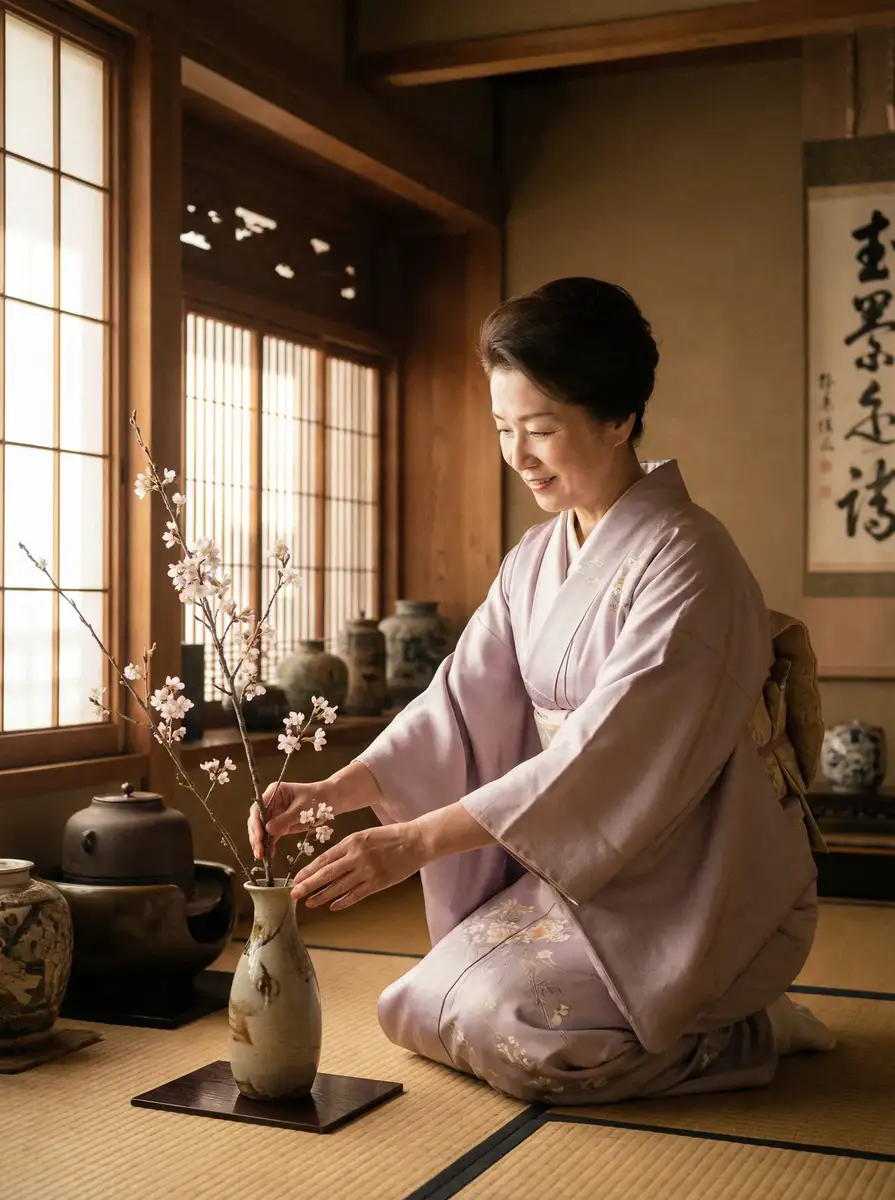一位优雅的 [小池理奈]小池理奈官方入口_精品小池理奈传媒 在和室中插花